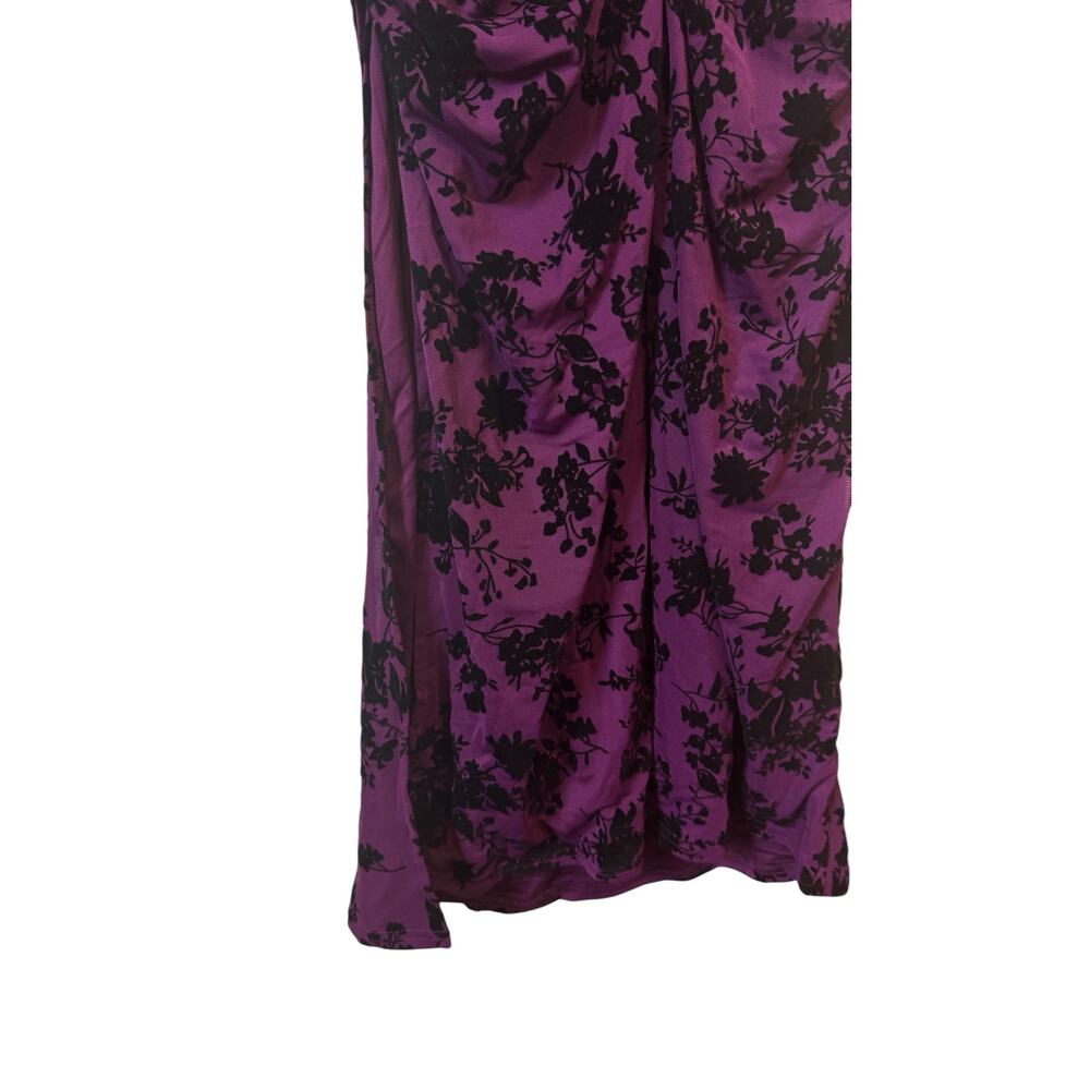 LULU'S NWT Decadent Flirt Purple Mesh Velvet Ruched Bodycon Midi Dress Size XL - Picture 10 of 14